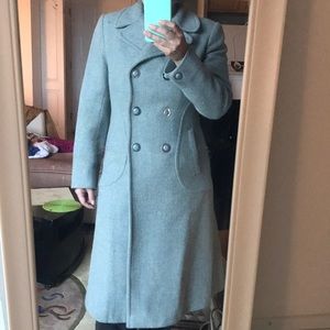 Vintage Harris Jungal tweed wool teal coat size 4